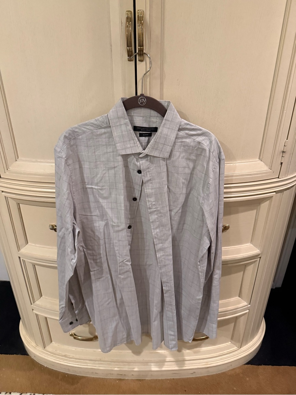 John Varvatos Light Gray Checked Dress Shirt
